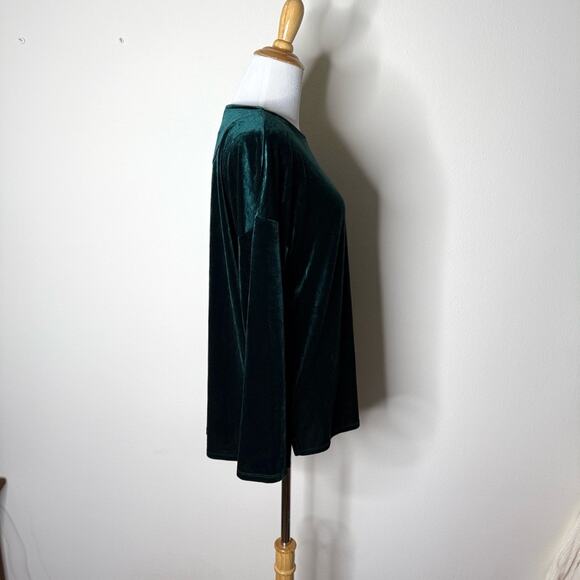 J. Jill Evergreen Velvet Long Sleeve Top - Picture 3 of 5